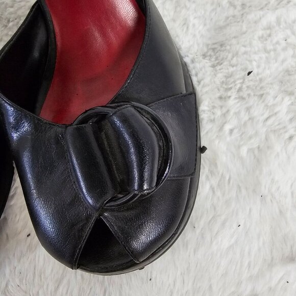 To The Max Black Peep Toe Pinup Punk Retro Ankle Strap Heels Size 6 - Picture 4 of 16